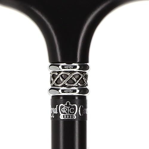 Miniatura 6 de Royal RC Canes Slim Line - Bastón de senderismo negro con mango Fritz, cuello de peltre trenzado, punta de 0.63 pulgadas, bastón ligero para hombres