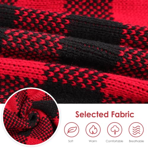 Image of Dog Sweater Dress Plaid Knitwear for Large Dogs Girl Christmas Clothes