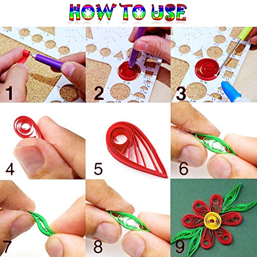 Woohome Papier Streifen Quilling Werkzeug-Set, Papier Quilling Set mit 36 Farben 880 Streifen Quilling Papier und 12 Quilling Werkzeuge
