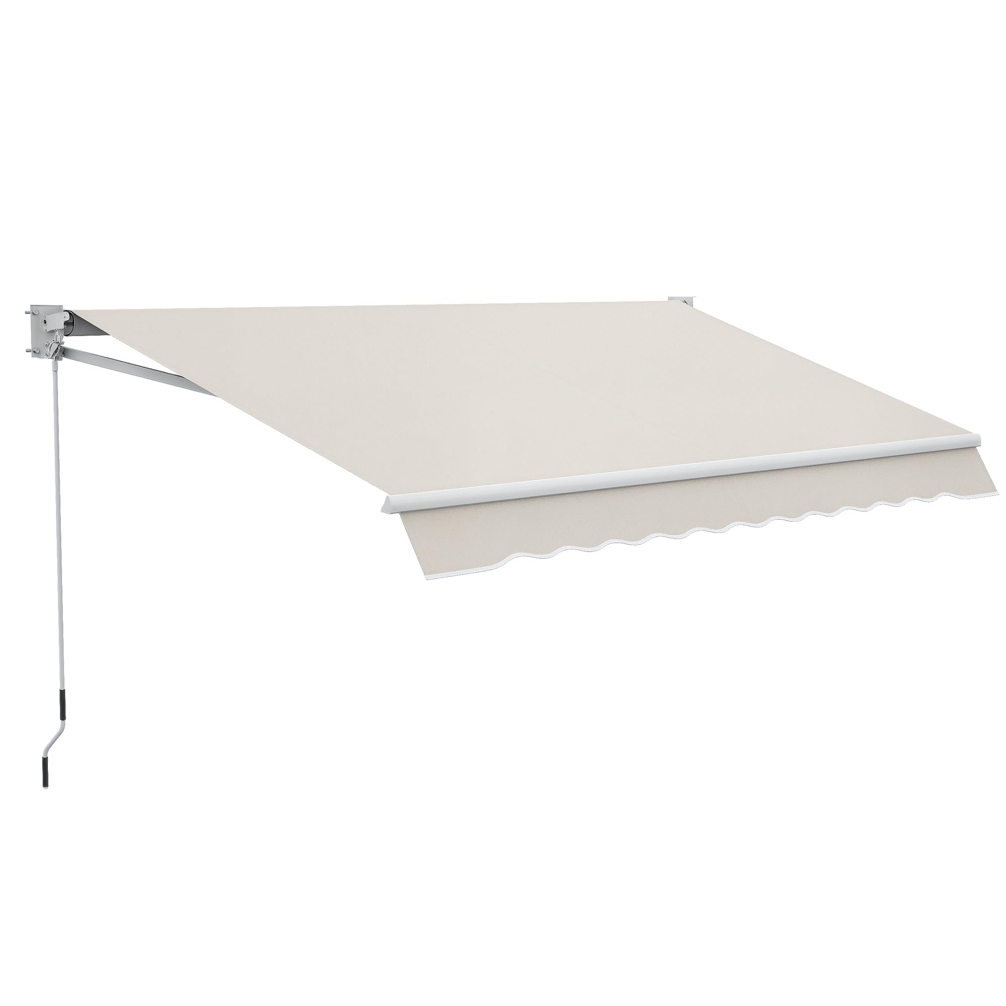 Outsunny Toldo Manual Retráctil 200x295 cm Toldo Enrollable de Exterior con Manivela de Metal y Impermeable Anti-UV para Jardín Terraza Ventanas Crema