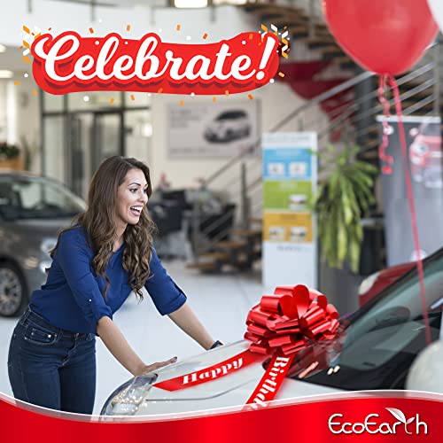 EcoEarth Happy Birthday Big Red Car Bow (18 inch, Round, 1 Pack), Decorative Bows for Giant Gifts, Birthday Bow for Car, Huge Bow for Presents, Christmas Bow - Thumbnail 5