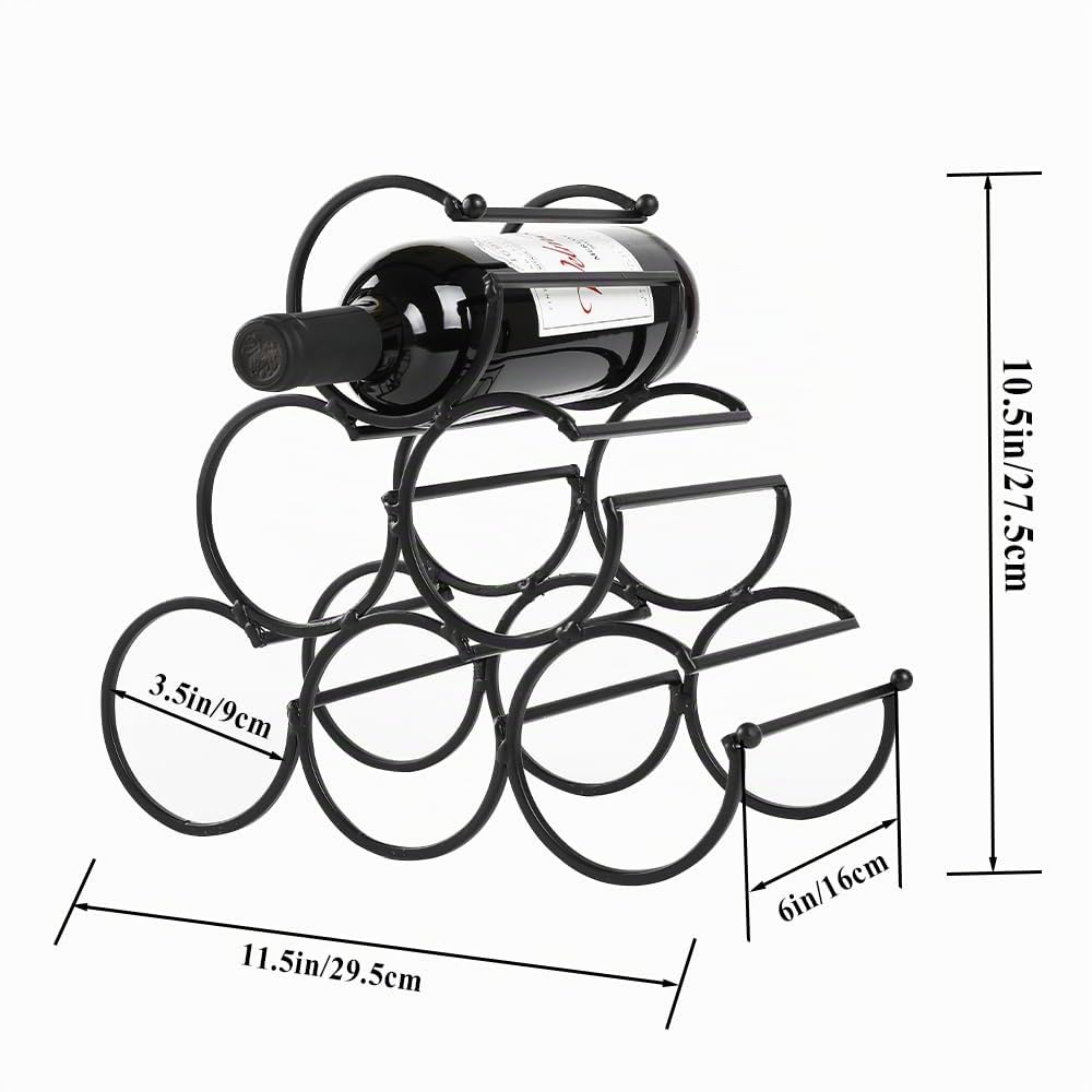 JHY DESIGN Eisen Tisch Weinregal, Wein Flaschenregal Weinregale Freistehender Weinhalter Weinflaschenhalter Tragbarer Weinschrank für Home Counter Bar Küche (6 Flaschen Design, Dia 9cm)