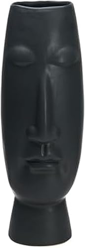 Mikasa Jarrón de cerámica negro mate, aspecto contemporáneo para flores sintéticas o secas, jarrón decorativo de 20 pulgadas, pieza decorativa