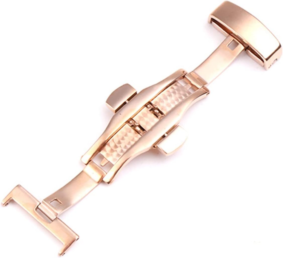 Stainless Steel Watch Bands Buckle Fit for OMG Watch Strap Butterfly Clasp Use On Leather Rubber Watchband 14mm 16mm 18mm 20mm Table Buckle (RG Butterfly 16mm)
