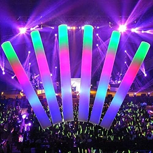 100 LED Foam Sticks Bulk - Multi Color with 3 Flashing Modes - Glow in The Dark Party Supplies