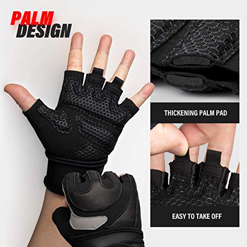 image for Vinsguir Weight Lifting Gloves, Workout Gym Gloves with Wrist Wrap Sup