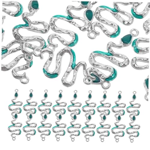 DEARMAMY 25 Piezas Colgante De Serpiente Accesorios Plegables Collar De Almacenamiento Artesanías De Joyería Piedra De Encanto Accesorios Colgantes De Serpiente Silver Aleación