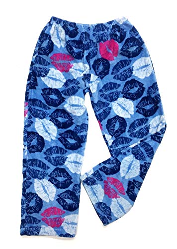 Confetti and Friends Fuzzy Plush Pajama Pants - Blue Lips - Junior