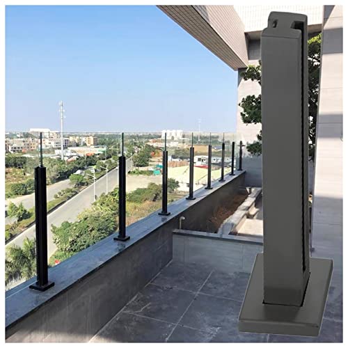 LXLZYXSF Glas Geländerpfosten Glashalter Edelstahl Stilvoll Schwarzes Quadrat Geländerpfosten Aus Glas Mit Steckplatz, Bodenmontage Balkon Geländerpfosten, Rostfreier Stahl Deck Zaunstange Cover