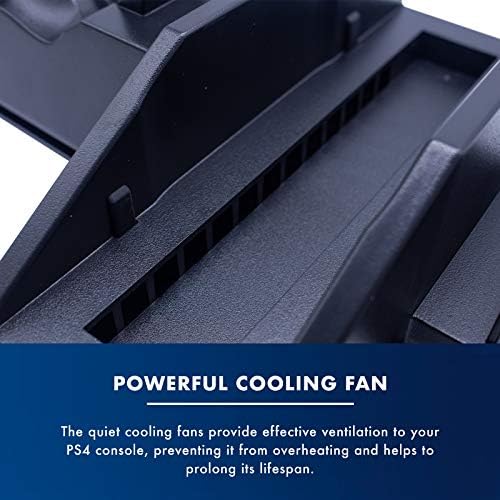 Numskull PS4 Console Stand with Cooling Fan, DualShock 4 Controller Charger Dock, Storage for 4 Games