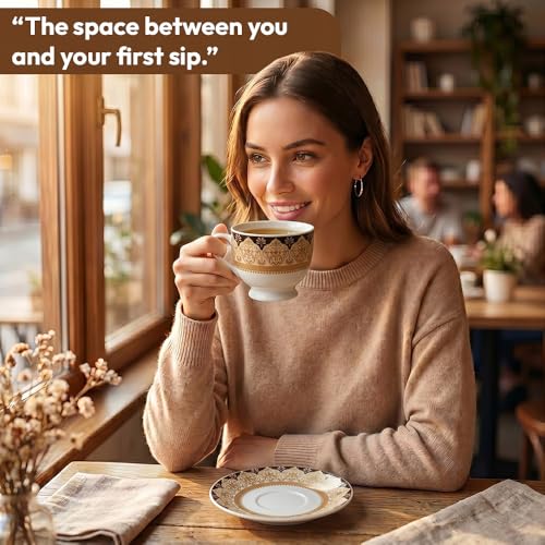 Image of UPC Premium Bone China Cup & Saucer Set (6 Pieces) | Elegant Solid Color Tea Coffee Cups | Lightweight, Durable & Glossy Finish | Ideal for Home, Office & Gifting
