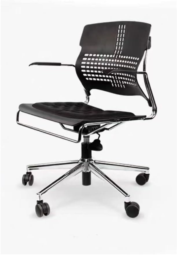 Office Guest Chairs, 2-Pack Reception Chairs in The Waiting Room/Conference Room, Nylon Fiber backrest and Lifting Aluminum Alloy Base (Silver, Black) (Black)