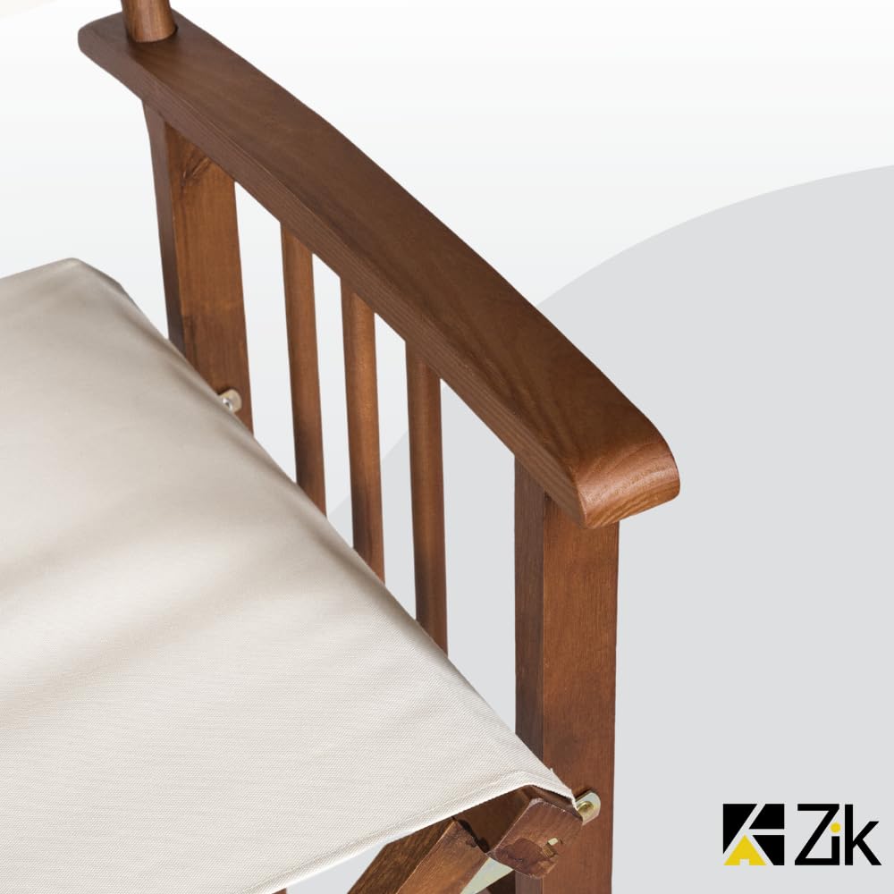 ZIK - Set 2 Sedia da Regista con Tavolo in Legno di Faggio Resistente, Sedia da Esterno Pieghevole e Richiudibile, Sedie in Legno da Giardino, Balcone, Veranda, Facile Manutenzione e Pulizia