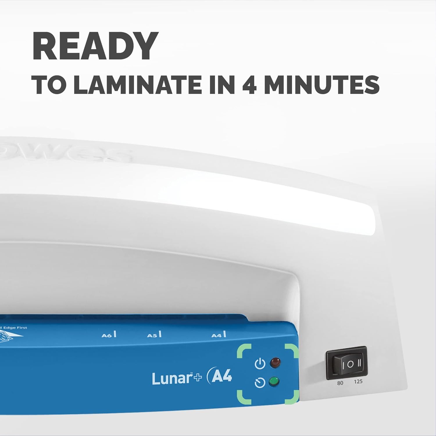 Fellowes Lunar+ bez dżemu laminator A4 do użytku domowego - 4-minutowy czas nagrzewania - 80-125 mikronów - niebieski