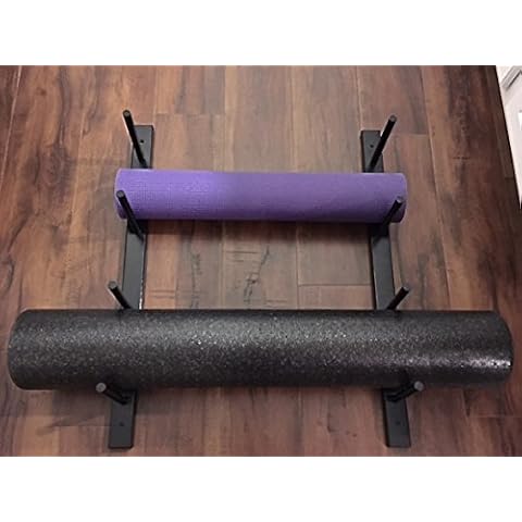 Classy Wood Foam Roller & Yoga Mat Storage Rack. Holds 4, 8, 12 etc. Sold by The Pairs and no. of Pairs You get Determines no. of mats/Rollers You Hold. Easy Wall Mount & Hardware. Black. Cover