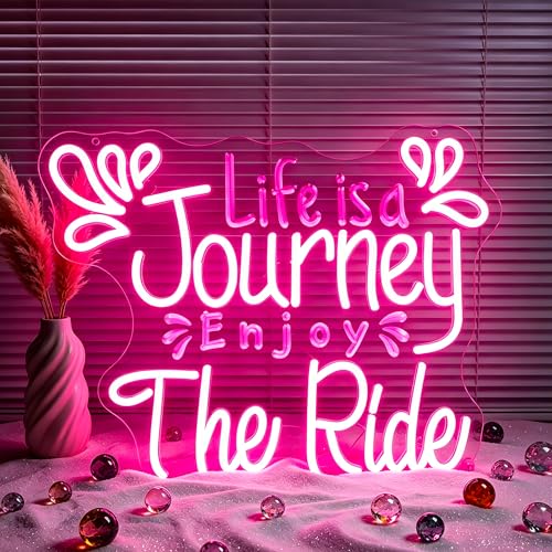 Image of Pink Neon Sign Led Neon Lights Signs for Wall Decor USB Powered Led Signs for Room Decoration-Life is a Journey Enjoy The Ride