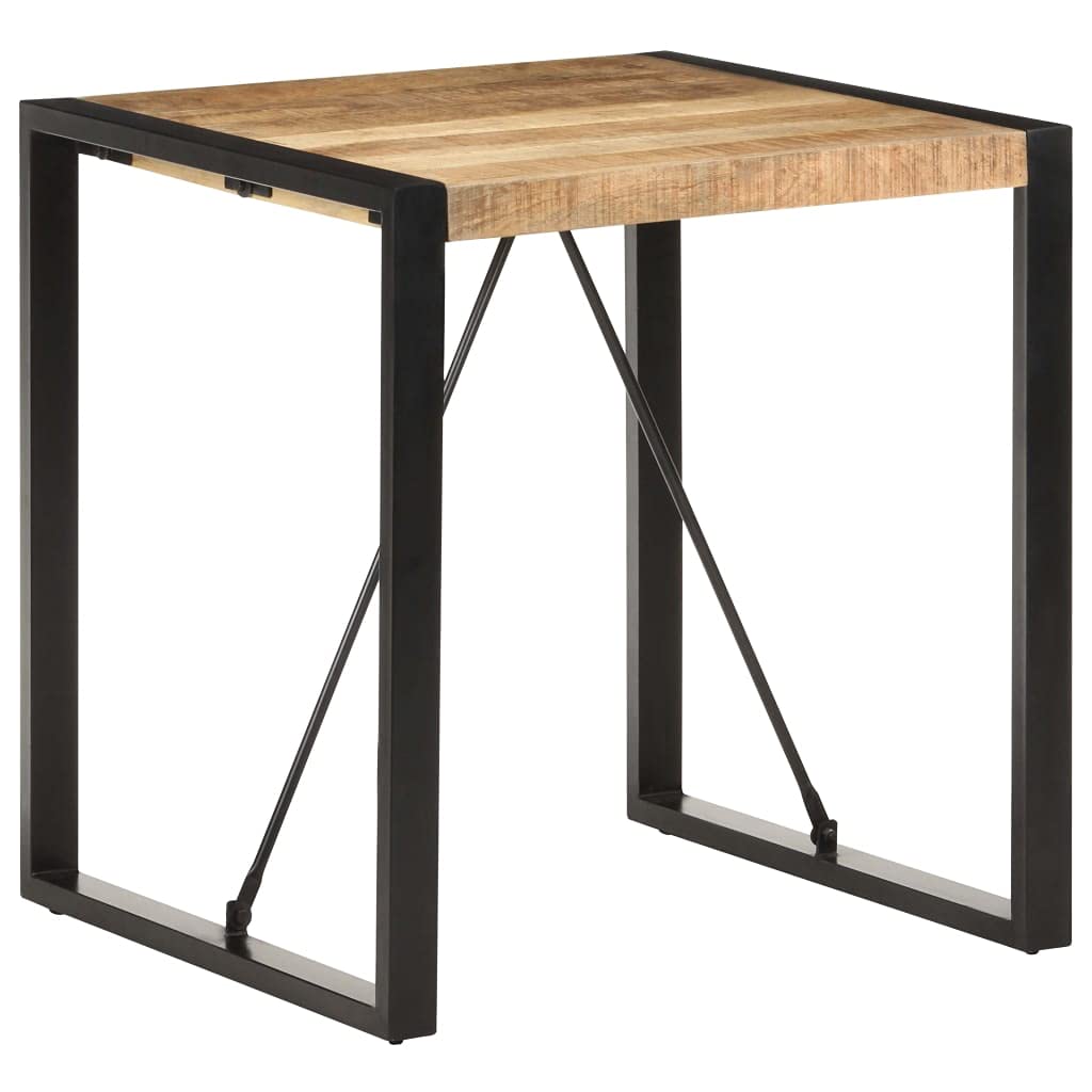 Tavolo da pranzo 70 x 70 x 75 cm in legno massello di mango grezzo con gambe in acciaio verniciato a polvere, tavolo da bistrot stabile e durevole