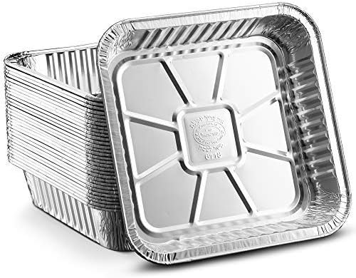 Miniatura 1 de Paquete de 30 sartenes cuadradas de papel de aluminio desechables, para horno, tostadora, parrilla, cocinar, asar, asar, hornear, hornear, evento,