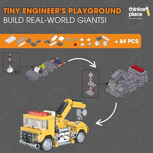 Image of STEM Construction Vehicle Building Blocks Set (84 Pcs) | DIY Crane Toy for Kids 7+ Years (Boys & Girls) | Educational Engineering Toy | Creativity & Problem Solving