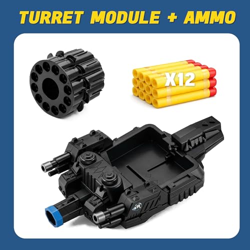 Image of Blue Foam Dart Launcher Attachment for RC Toy Vehicle, Soft Foam Dart Shooter Replacement Module for Remote Control Stunt Car Toy, Kids RC Toy Accessory Spare Part