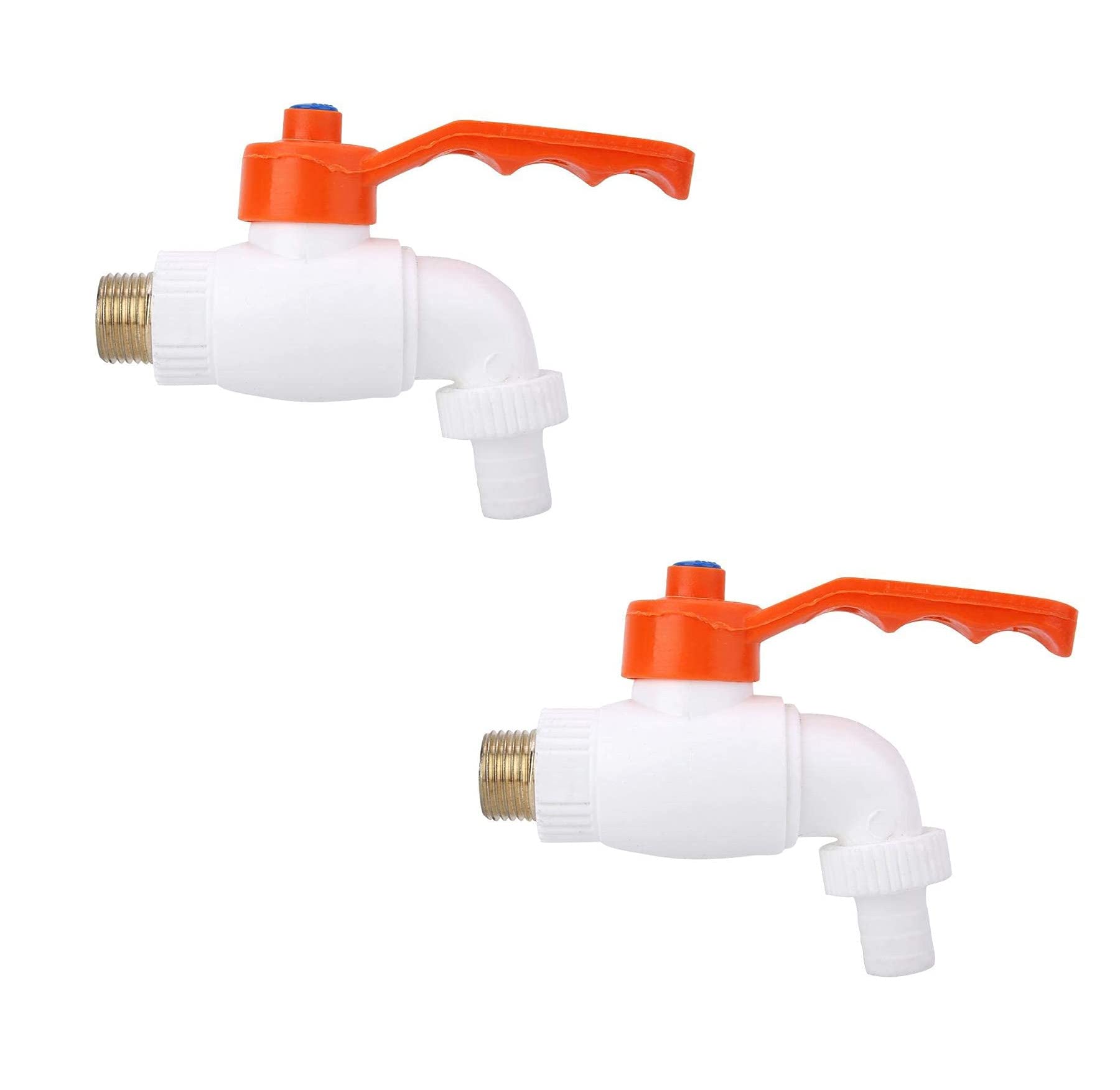 BATH GURU Plastic Heavy Duty White Turkey Nozzle Bib Cock Tap for Bathroom Kitchen & Garden (Pack of 2)