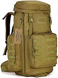 ArcEnCiel Hiking Daypacks 70-85L Tactical Travel Backpack MOLLE Rucksack Large Capacity Outdoor Bag for Travelling Trekking Camping Hunting - Rain Cover Included (Coyote Brown)