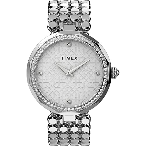 Timex レディース Asheville 34mm TW2V02600VQ クォーツウォッチ, シルバートーン