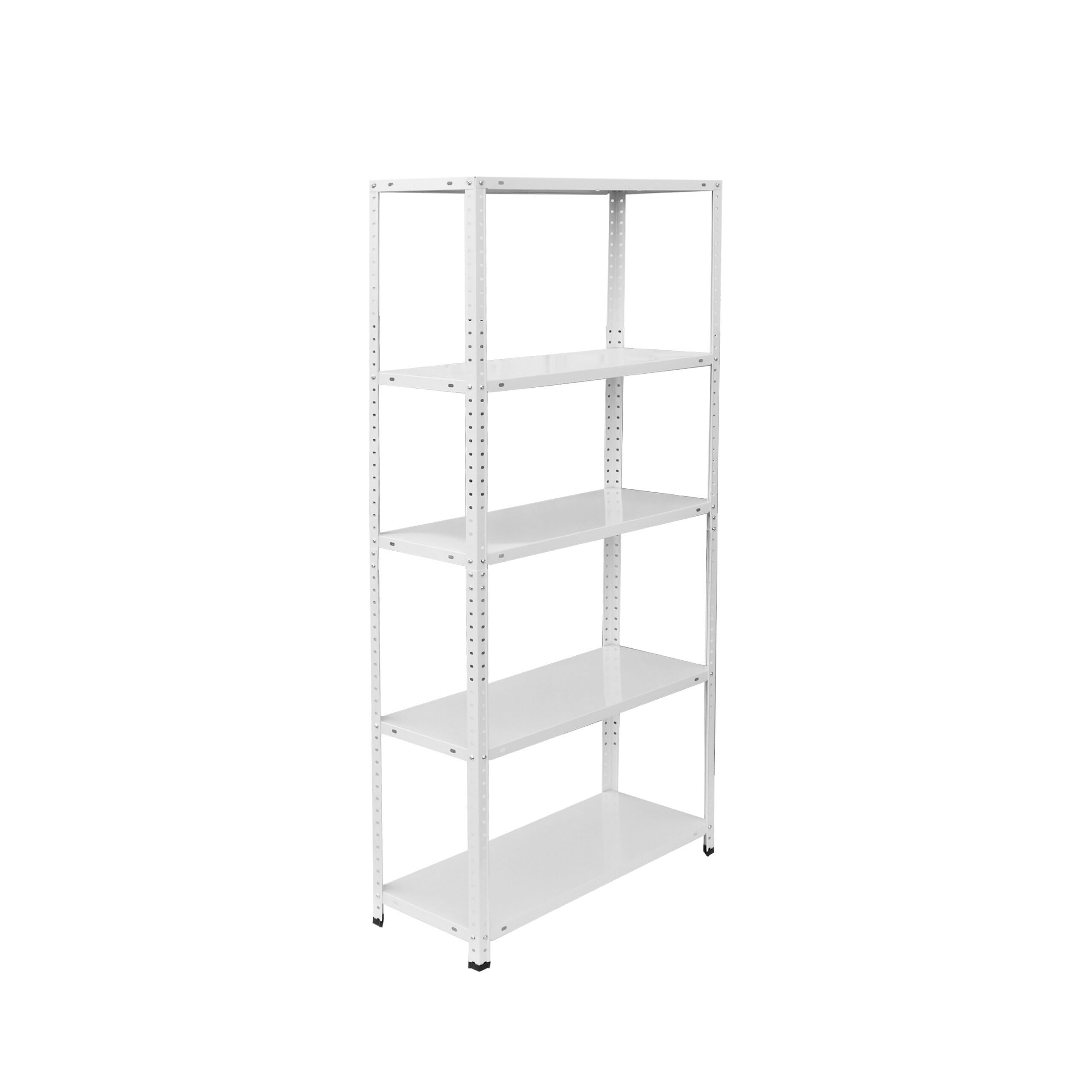 Relaxdays Scaffale in Acciaio Bianco, 5 Ripiani, 150x75x30 cm, Portata 200 kg, Cantina, Garage, Officina
