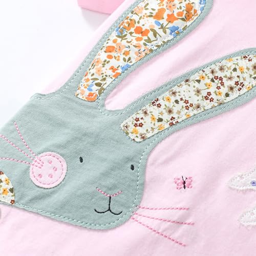 Image of HILEELANG Toddler Girl Easter Outfit Spring Summer Cotton Leggings Pants Tees Shirts Clothing Sets