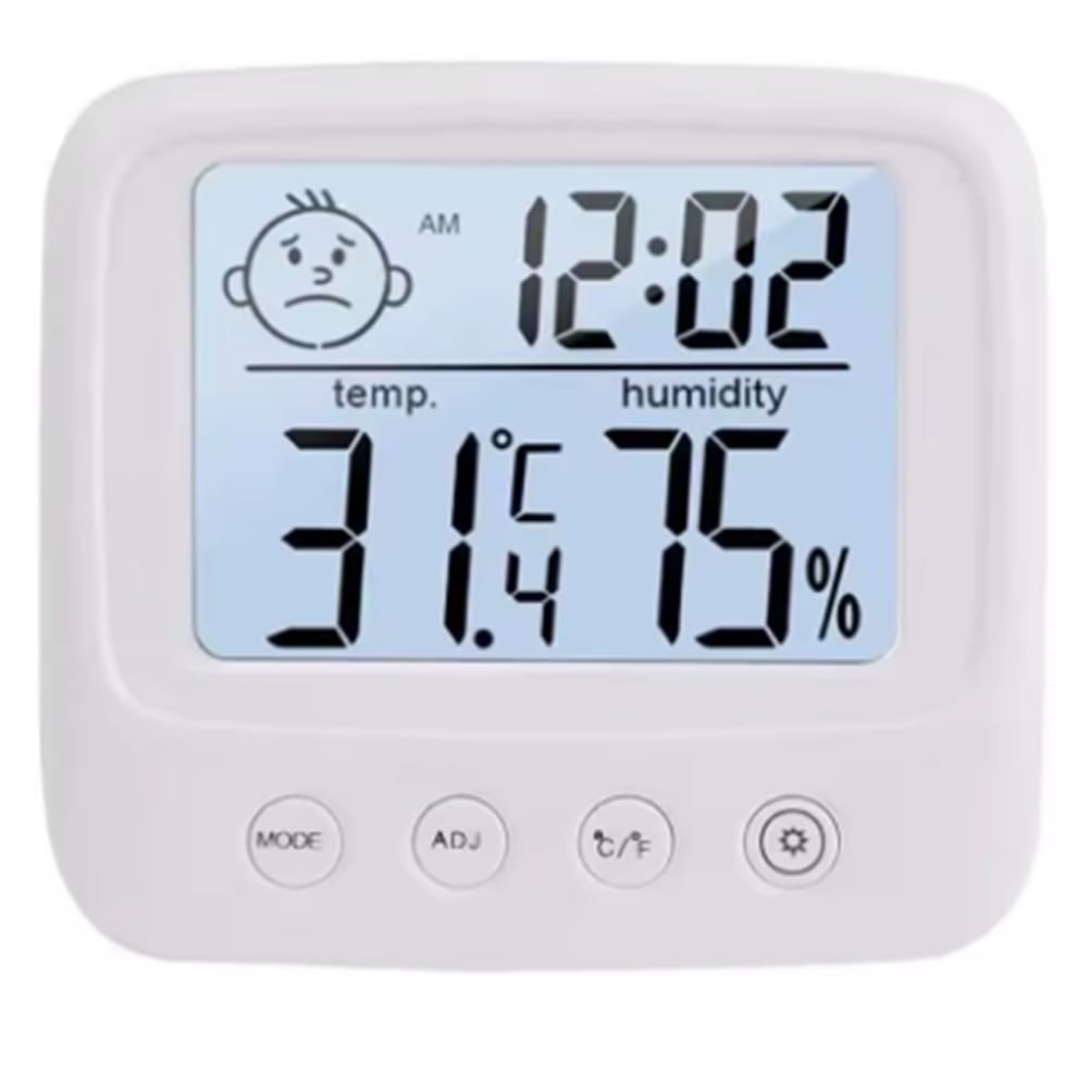 Vjsujehgy Clock-Enabled Indoor Thermometer and Humidity Gauge, Digital Room Hygrometer Tool