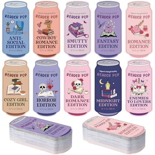 Gersoniel 200 Pcs Funny Book Club Bookmark Drinks Soda Pop Ticket Bookish Reading Tracker Pop Dark Romance Reading Accessory Page Clip Back to School Library Gifts for Book Lover Women Men
