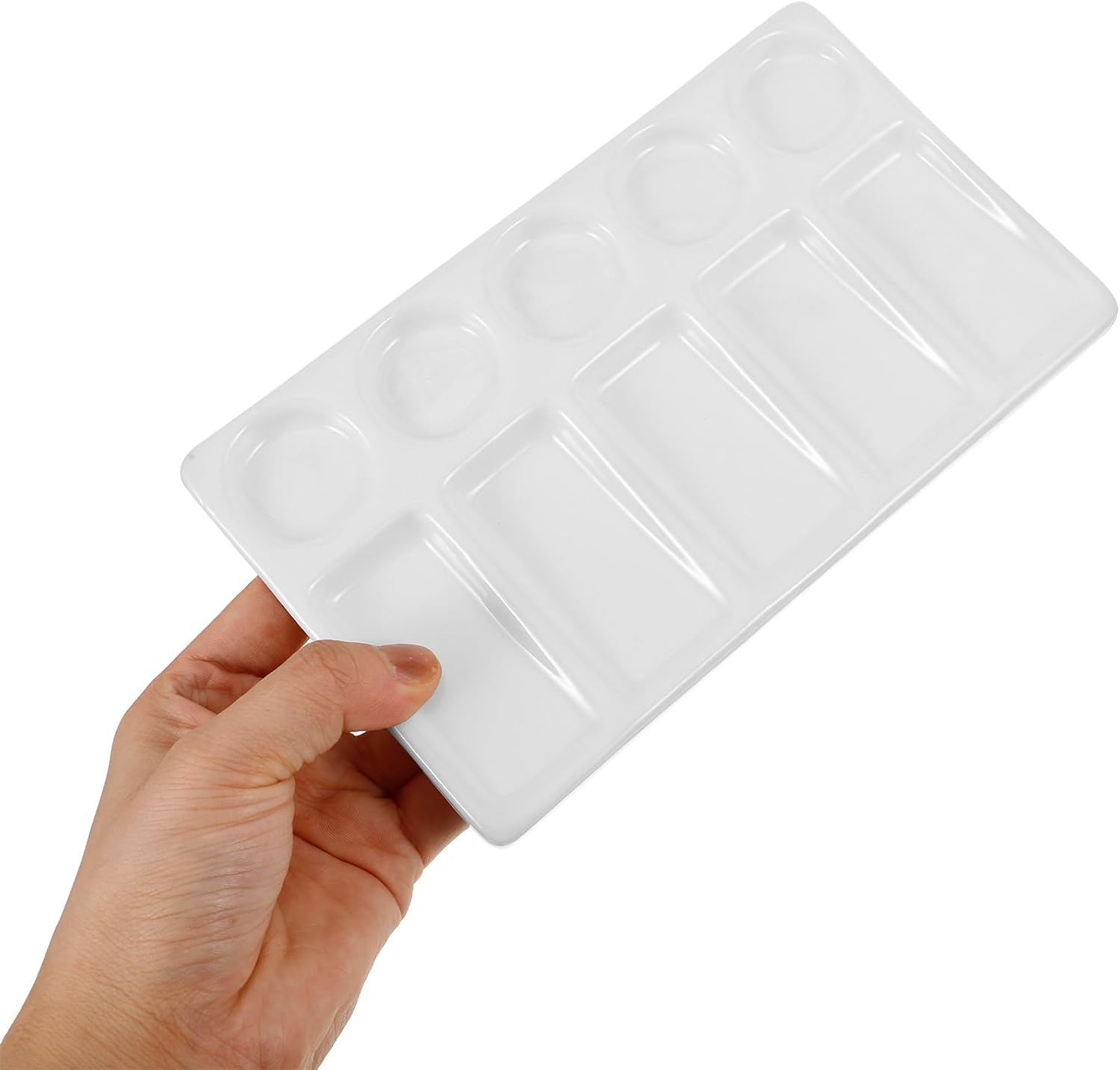DOITOOL 10-Well Rectangular Plastic Watercolor Palette White Leak Proof Paint Mixing Tray for Acrylic Gouache Oil Art Supplies