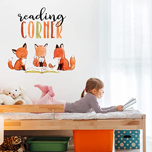 Mfault Foxes Reading Corner Baby Boys Girls Wall Decals Stickers, Reading Corner Educational Wall Decals Stickers, Bird Kids Library Toddler Room Decor #TOP3