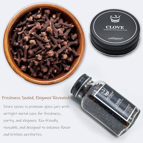 Image of ArtOspices Premium Whole Cloves (Laung / Grambu) 65g | Sourced from Idukki, Kerala | Strong Aroma & High Natural Oil Content | Handpicked & Fresh Dried | For Cooking, Baking, Chai & Wellness | Glass Jar