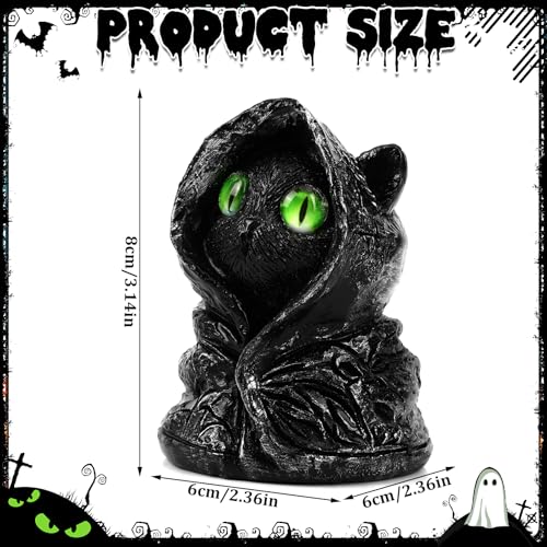 Figura de gato negro con capa para Halloween miniatura 5