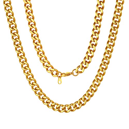 ChainsPro Men Chunky Miami Cuban Chain Necklace 9mm 20inch Rapper Gold Chains