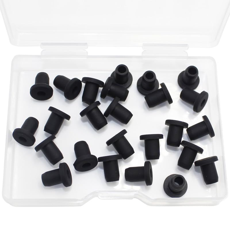 BOPOREAE 25 Pcs 3/16" Drill Hole, 1/8" ID Silicone Rubber Grommets for Wiring, Automotive Firewall Hole Plug, Small Top Hat Grommet for Vinyl Tubing