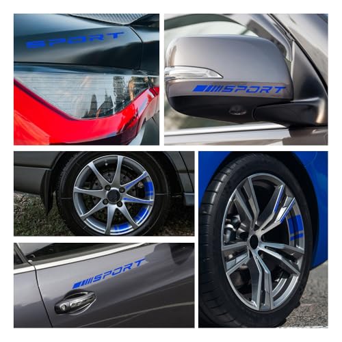 Image of 14 PCS Rim Decal Stripe for 18-21 Inch Wheels - Reflective Car Wheel Accessory, Available on Most Models (Blue)