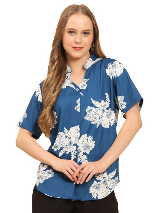 Image of Trendy Queen Printed Straight Mandarin Neck Shirt for Women's | Tops for Woman Shirts | Shirt for Women Stylish Western (SD780 S)