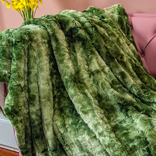 Super Soft Plush Throw Blanket, Tie Dye Cozy Fuzzy Blankets 50X60 Inches,Fluffy Sherpa Warm Microfiber Fleece Colorful Throws Blanket For Chair,Couch,Bed Green #TOP3