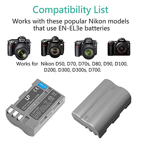 image for EN-EL3e Battery Charger Pack, LP Replacement for Nikon EN EL3e, EL3, E