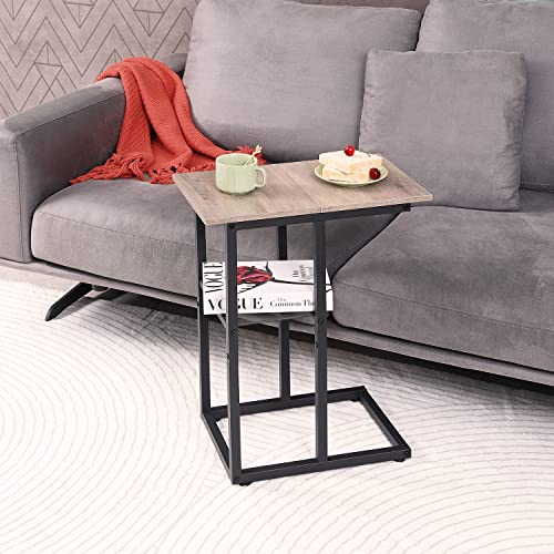 Lakemid Side Table With Storage Set Of 2 - Small C Table Narrow End Table With Metal Frame For Living Room Bedroom Small Spaces (Light Lvory) #TOP1