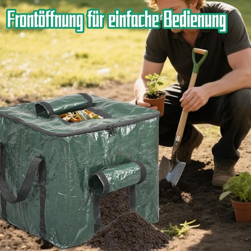 Hlimior Thermo Komposter 85L – Komposter Garten, Schnellkomposter & robuster Komposter für Küchen- und Gartenabfälle – Platzsparendes Design mit Belüftungs- und Einfüllklappe (1 Stück)
