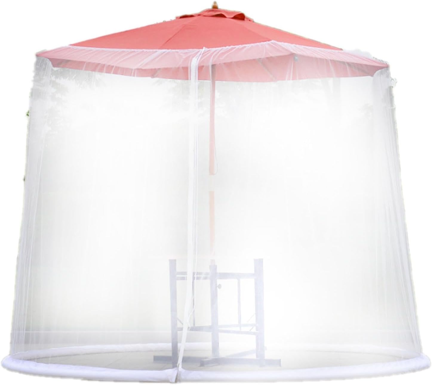 Mosquito Netting for Patio, 7.5x9.8 ft Outdoor Umbrella Screen Mesh, Breathable Sunshade Mosquito Netting with Zipper Door & Adjustable Rope, Fits Straight & Banana Umbrella (White, Straight)