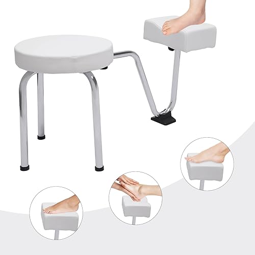 Miniatura 10 de YIYIBYUS Silla de pedicura para tecnología de uñas, herramientas de pedicura portátiles para pies, altura ajustable y resistente, estación de uñas