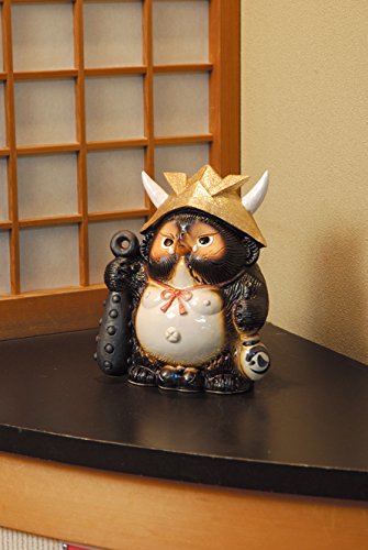 Amazon.co.jp: 鬼門喜門狸(金) 信楽焼 陶器 置物 たぬき タヌキ 福鬼喜