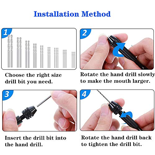 image for Minelife 27 Pcs Hand Drill Bits Set, Precision Pin Vise Hand Twist Dri