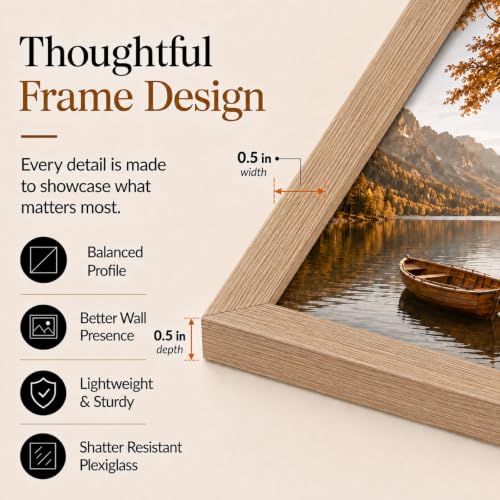 Image of JCJMY 3x4 Picture Frame Black for Tabletop or Wall, 3 x 4 Wall Gallery Poster Photo Frame with Shatter Resistant Plexiglass, Rustic Brown