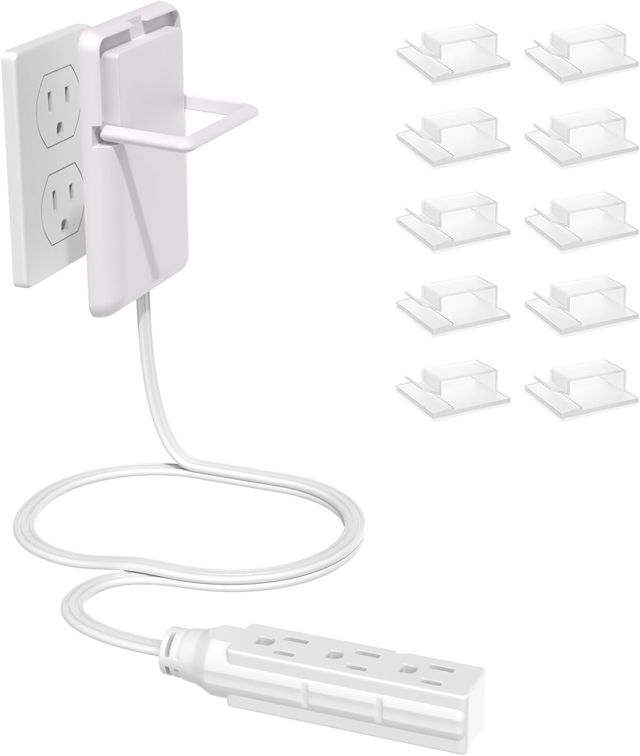 Ultra-Thin Outlet Concealer & Extension Cord - HICITY 3FT Flat Plug Power Strip, ETL Listed for Baby Proofing, Hides Cords in Tight Spaces, 15A/1625W, White