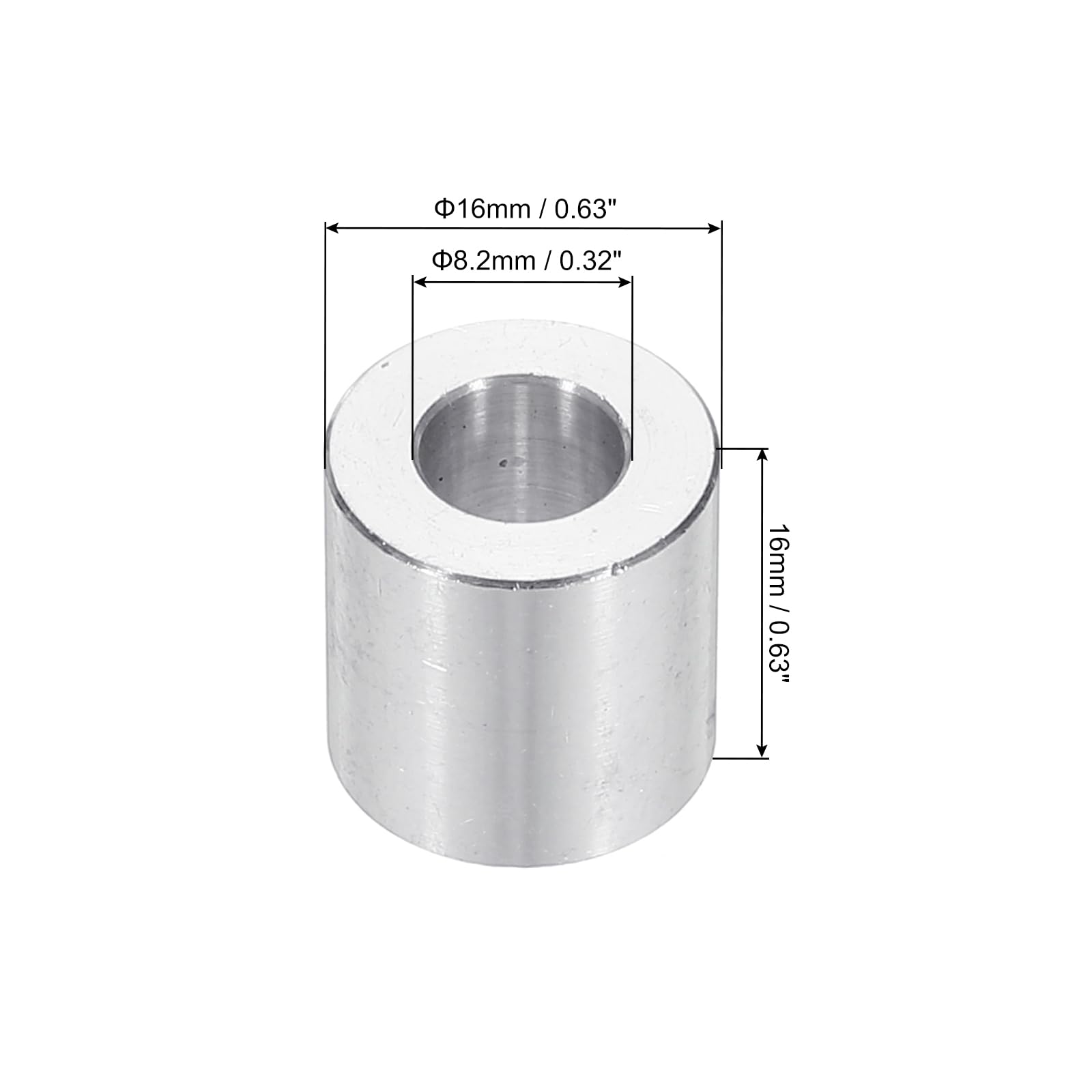 PATIKIL M8 Aluminum Spacers, 6pcs 5/16" x 5/8" Round Metal Spacers for 5/16 or M8 Screw Bolts - Image 2